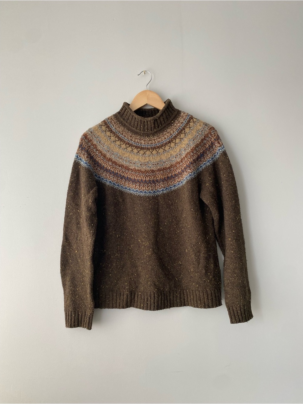 Evan Picone Brown Fair Isle Turtleneck Sweater